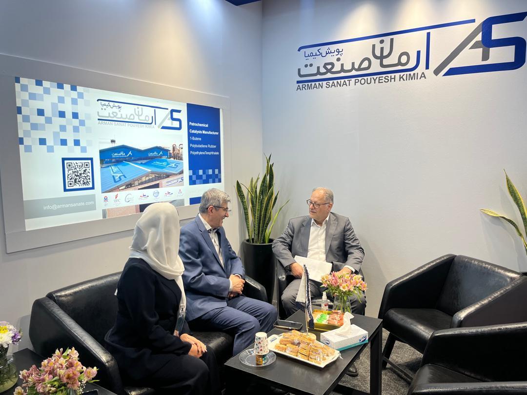 The presence of the Mr.Maghazei, the esteemed vice president of production of Bakhtar Group, at the Arman Sanat Pouyesh kimia booth at the 19th Iran Plast Exhibition